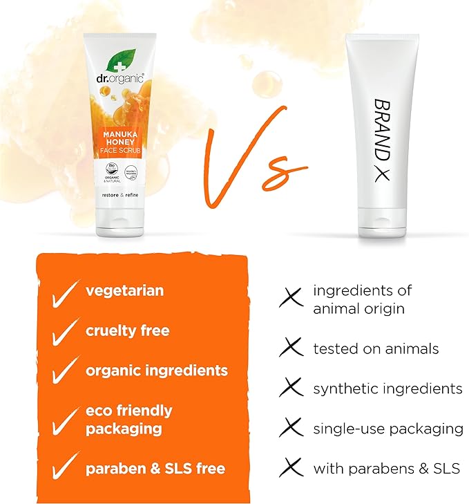 Dr. Organic Manuka Honey Face Scrub | Deep Cleansing and Exfoliating for Dry Skin, Removes Impurities and Excess Oil, Moisturizing, Certified Organic, Paraben & SLS-Free, Natural, 125 mL / 5 fl oz