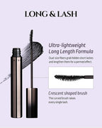 HEVVYMAKEUP Define Eyes Mascara Black Long & Lash - Lash Extension Lengthening, Defining - Feathery Soft, No Smudging, No Clumping - Korean Eye Makeup, 0.30 fl.oz.