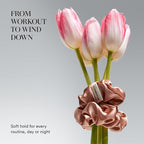 Clementine Sleepwear Organic Silk Scrunchie Set Flower Shop | 4 Skinny and 4 Midi Scrunchies Made with GOTS Certified Silk for Gentle, Frizz-Free Styling