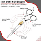 Hair Cutting Scissors -Sharp Razor Edge Blade Hair Shears Series - 6.5" With Fine Adjustment – Stainless Steel Hair Scissors Professional For Men, Women & Babies (Silver)