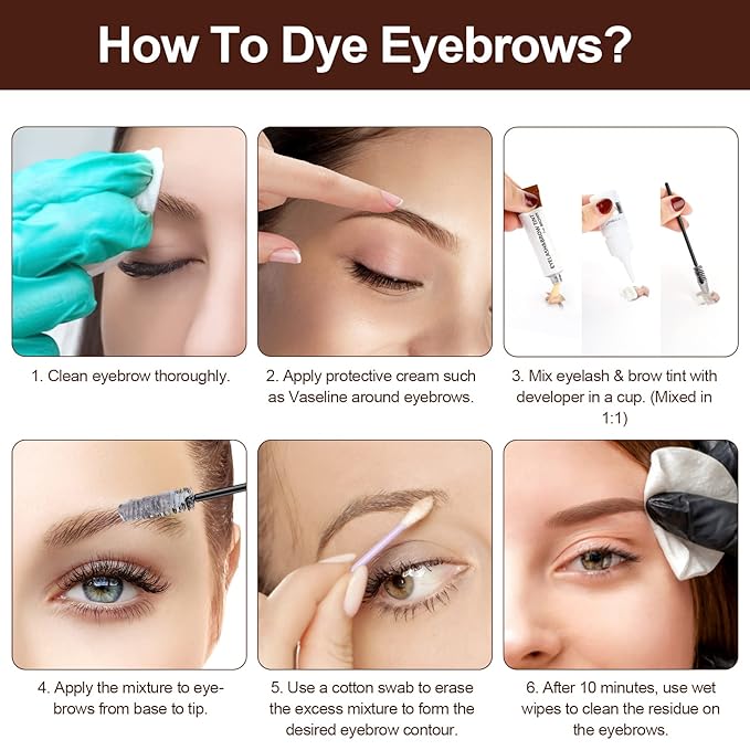 Eyelash & Eyebrow Kit, 2-In-1 Professional Lash & Brow Color Kit, Eye Brow & Eye Lash Coloring Set, Hair Color DIY Easy Use for Salon and Home 7ml Coffee/Dark Brown