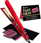 2 in 1 Professional Dual-Voltage Titanium Flat Iron Hair Straightener | up to 480°F | 10s Heat-Up | Straightening Iron & Hair Curling Wand 1.25" with Ceramic MCH Fast Heat, Auto Shut Off