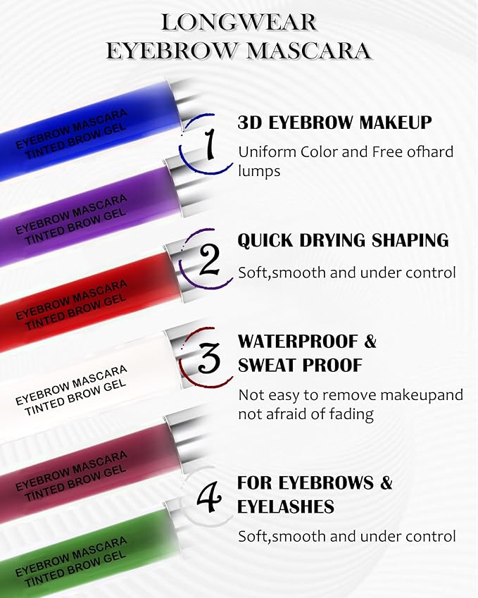 Tinted Eyebrow Gel Mascara- 1Pcs Long Lasting Waterproof Burgundy Tinting Eye Brow Glue Colored Mascara, Dark Red Brow Filler Curling rimel de pestañas, Christmas Eye Makeup Gift for Women Girl-#11