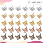 Mini Butterfly Hair Clips for Girls Kids Women - Y2K Small Tiny Cute Hair Accessories Non-Slip Claws Clip - 90S Silver Gold Brown Color 50 pcs (Metallic Harmony)