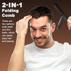 Texture Comb, Voluminous Wide Toothed Hair Comb, Wide & Fine-Toothed Dual-Purpose SetBangs Seam Grooming Accessory for Women and Men, ABS plastic with textured grip(1 SET)