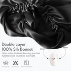 MISF 22 Momme 100% Real Mulberry Silk Bonnet For Sleeping Women, Double Layer Pure Silk Bonnet with Adjustable Elastic Band