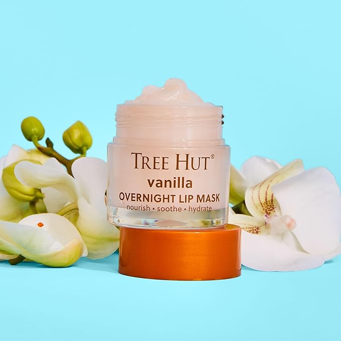 Tree Hut Vanilla Overnight Lip Mask, Deeply Hydrating Leave-On Treatment for Soft Lips, Self Care Essential, Holiday Gift & Stocking Stuffer, 6 oz