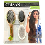 CRISAN Everlasting Hair Brush, Hand Carved Oak Wood and Resin Handle, 3 Interchangeable Bristles - Mixed, Boar, and Nylon (Peridot)