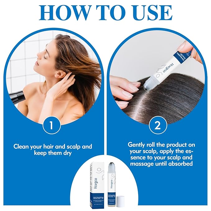 Hair Nourishing Serum Roll-On - Revitalizes & Strengthens Weak Hair to Reduce Hair Fall & Boost Growth, Daily Scalp Care Treatment with Rosemary Oil for Men & Women