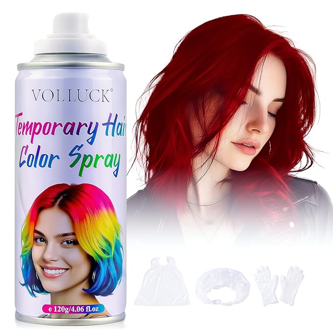 Red Hair Spray Color Temporary, Hair Color Spray 1-Day Hair Dye Colored for Kids Women Men, Hair Wax Color Washable, Hair Paint Halloween Fast-Drying 4.06 Fl Oz