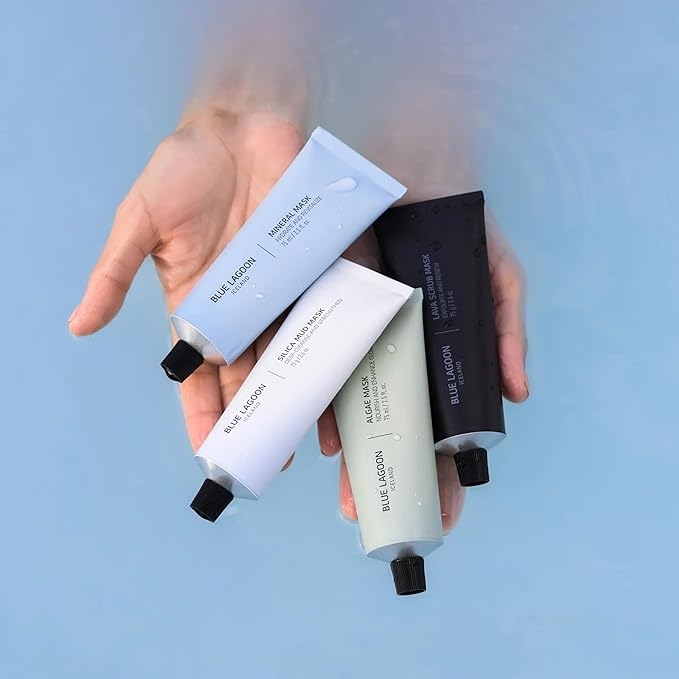 Blue Lagoon Signature Masks Travel Set, Includes Facial Mask Targeting Hydration, Calmness, Exfoliation & Nourishment, Leaving Skin Glowing and Radiant, 4 pack Skincare Gift Set