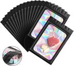 100 Pieces Smell Proof Mylar Bags, Holographic Packaging Bags, Resealable Odor Foil Pouch Zipper Bag with Clear Window for Food Storage and Lipgloss, Jewelry Lash (Black, 4 x 6 Inch)