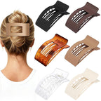 French Flat Hair Clips for Women 6pcs Hair Claw Clips for Thick or Thin Hair Matte Claw Clips for Girls Barrettes Non-Slip Strong Hold Hair Accessories for Women (Transparent)