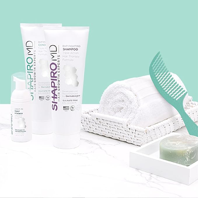 Shapiro MD Hair Growth Experts Natural Hair Kit for Thicker, Fuller, Healthier Looking Hair - Including Shampoo, Conditioner and Leave-In Daily Foam (2 Month)