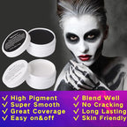 MEICOLY 7Pcs Halloween Makeup Kit - Black & White Face Paint, Oil Based Face & Body Paint for Adults & Kids - SFX Joker, Zombie, Vampire, Skull, Skeleton Makeup