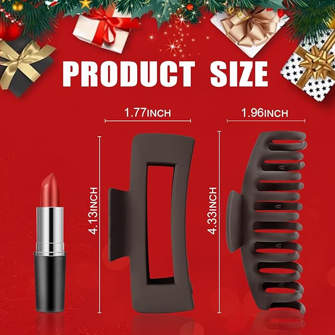 TOCESS Hair Claw Clips for Women - Large 8PK Neutral Matte Jumbo Square Hair Clips for Thick, Thin, Long, Short, Curly Hair Girls, Big Jaw Clip Set for Daily Use(Mocha Brown)