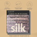 Suncdelv Silk,100% Silk Scrunchies for Hair,22 Momme Hair Ties for Anti-Crease & Breakage,Natural Women Hair Accessories，Fashion Hairbands 6PCS(Red Bean Paste)