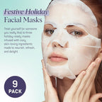 SpaLife Beauty Holiday Gift Tags Christmas Face Mask Bundle | Korean Facial Masks | Hydrating, Tone Evening, Refreshing Christmas Sheet Mask Set | Christmas Gifts for Women | 9 Pack