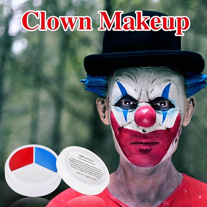 MEICOLY Red White and Blue Face Paint Palette,4th of July Accessories,4th of July Face Body Paint,4th of July Outfits for Women,Face Painting for Halloween SFX Clown Devil Spiderman Cosplay Makeup