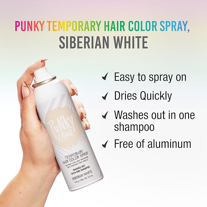 Punky Temporary Hair Color Spray – Siberian White, Instant Vivid Temporary Hair Dye for Women, Wash Out, Hair-Color Spray, 3.5 oz, 2 Pack