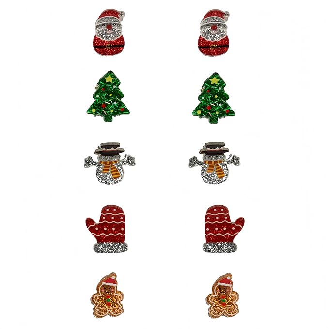 10PCS Mini Christmas Hair Claw Clips for Women-Christmas Tree and Gloves Gingerbread Snowman Stanta Claus Hair Accessories Cute Party Gifts for Girls