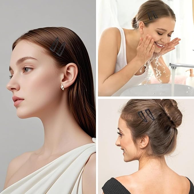 50 Pcs Double Grip Hair Clips Metal Snap Clips Women Barrettes for Hair Making, Salon Supplies(Black)