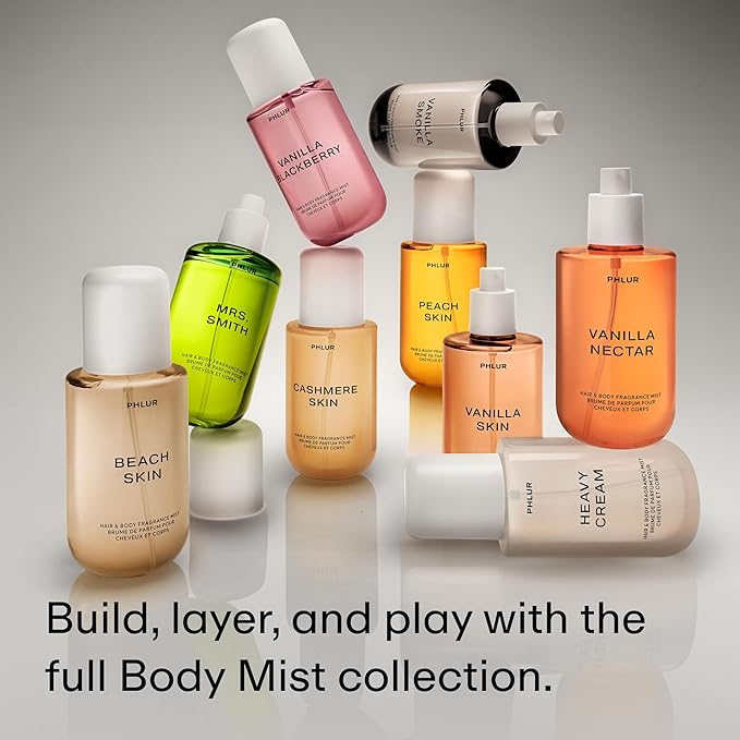 PHLUR Beach Skin Body Mist - Hair & Body Fragrance Mist - Body Spray with Bergamot, Coconut Milk, Lily of the Valley, Vanilla, Sandalwood (8 Fl Oz)