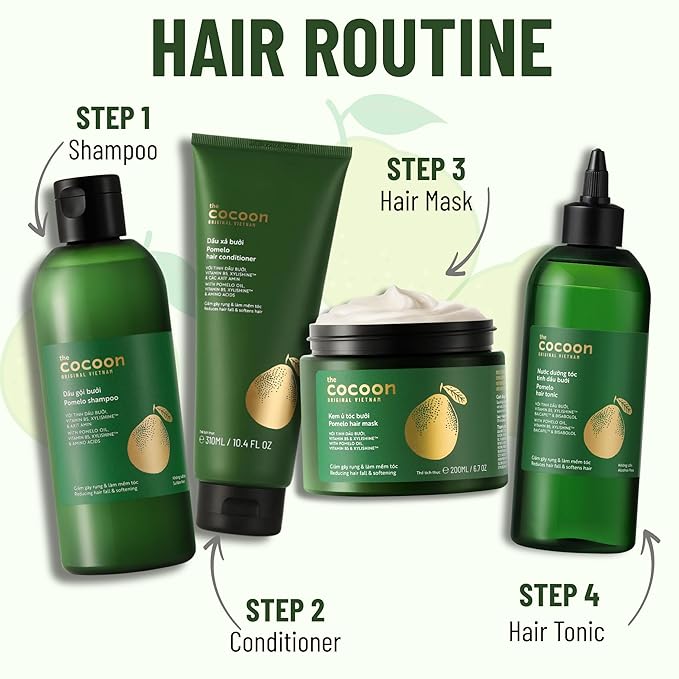 Cocoon Pomelo Oil Hair Tonic. 100% Vegan Scalp Serum Treatment for Thinning, Damaged & Breakage Hair | Soften, Reduce Hair Loss & Promote Hair Growth. 10.5 fl oz