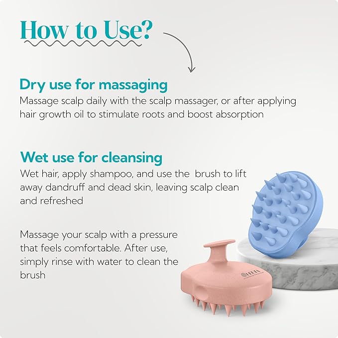 HEETA Scalp Massager 2 Pack for Hair Growth, Soft Silicone Bristles to Remove Dandruff and Relieve Itching, Scalp Scrubber for Hair Care Relax, Shampoo Brush for Wet Dry Use - New Pink & Blue