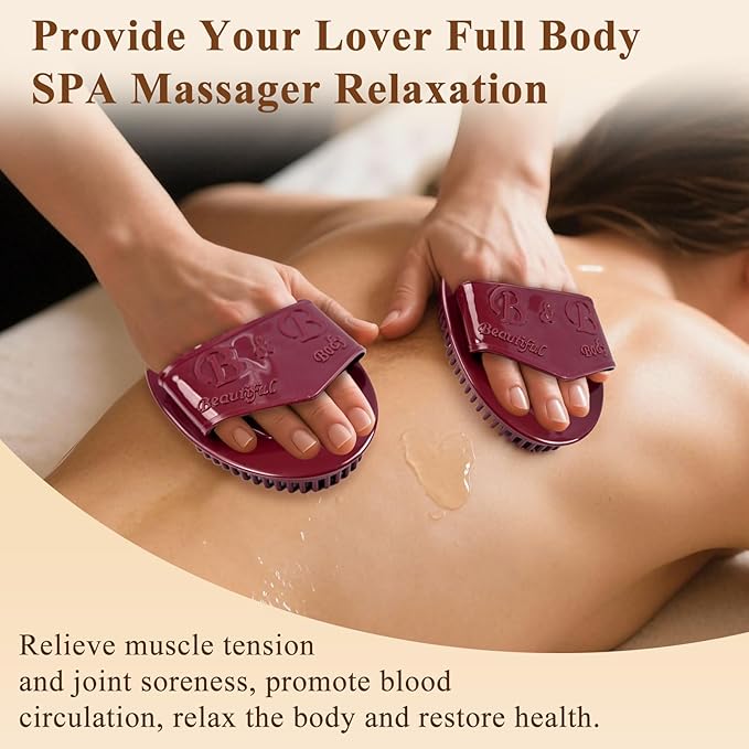 2Pcs Meridian Massage Brush, Upgrade Pro Meridian Brush for Belly, Beauty Salon Professional Custom Meridian Brush, Full Body SPA Massager Relaxation, Acupressure Meridian, Scalp Massage (Brown)