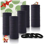 100PCS Black Hair Ties for Women Girls, Seamless Thick Black Hair Band, Elastic Hair Ties No Damage Ponytail Holder Christmas Gift