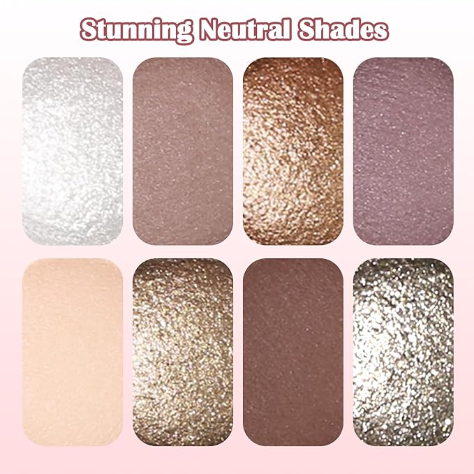 UCANBE 8 Color Matte Sparkling Shimmer Baked Eyeshadow Palette – Highly Pigmented, Smooth & Blendable Formula with Neutral & Earthy Tones for Everyday & Dramatic Eye Makeup Pallet