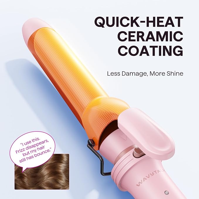 Wavytalk 3 in 1 Curling Wand Set, Multi Curl, Curling Iron Set with Heated Round Brush, Flat Iron Hair Straightener, 1 1/4 inch Curling Iron, Dual Voltage Hair Curler(Pink)