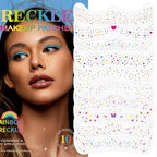 10Pcs Rainbow Face Makeup Patches, Glitter Freckles Face Tattoo for Teenagers & Young Women, Sparkle Freckles Waterproof Face Glitter Freckles for Christmas (10PcsH Rainbow)