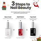 Beetles Red Nail Polish: 6Pcs Glitter Burgundy Red Sparkle Nail Polish Set, Quick Dry & Long Lasting Brilliant Overture White Silver Diy 4th of July Nail Art Design Christmas Gifts for Women