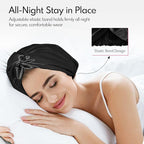 MISF 22 Momme 100% Real Mulberry Silk Bonnet For Sleeping Women, Double Layer Pure Silk Bonnet with Adjustable Elastic Band