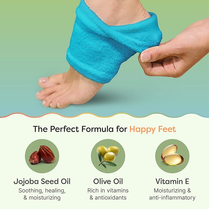 ZenToes Moisturizing Socks for Cracked Heel Treatment, Vitamin E, Olive Oil and Jojoba Oil Heel Socks, Stocking Stuffers for Women, Spa Self Care Gifts for Women (Fuzzy Blue, Wide Width)