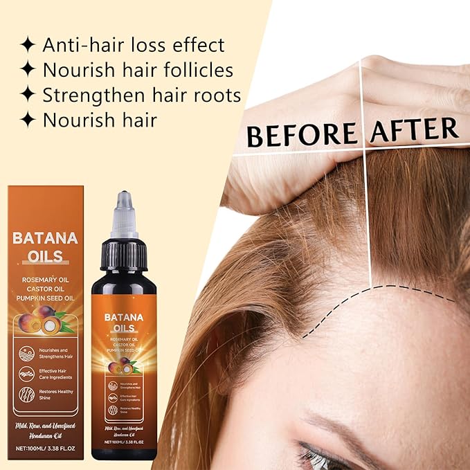 Batana Oil for Hair, 4-in-1 Liquid Batana Oil, with Rosemary, Pumpkin Seed Oil, Castor Oil, for Men and Women, Prevents Dry Hair & Hair Loss for All Hair Types (1Pcs)