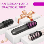 Mini Cordless Curling Iron Brush, Portable Hair Straightening Brush, Cordless Hair Curler Anti-Frizz with Negative Ions, 3-in-1 Crimper Hair Tool, Rechargeable Wave Curling Wand - Night Purple