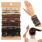 20 PCS Hair Tie Bracelets, 4 Styles Cute Elastic Bands for Thick or Thin Hair, Updated No Damage Beaded Boho Accessories for Girls and Women