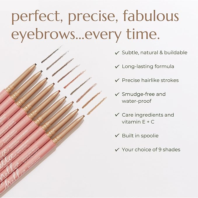 Chella Eyebrow Pencil – Easy-to-Use Brow Definer for Shaping, Filling & Blending – Long-Wear Medium Brown Eyebrow Pencils for Women with Precise Tip (Medium brown)