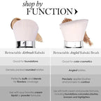 LORYP Retractable Makeup Brush Matte Black Kabuki Foundation Brush for liquid Cream and Powder Makeup 2 Pack Travel Makeup Brush Set