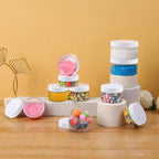 24 Pack 8 Oz Plastic Containers with White Lids, Clear Empty BPA Free and Refillable Cosmetic Jars Travel Containers for Creams, Lotion, Bath Salts, Sugar Scrub, Slime, Lip Scrub, Makeup