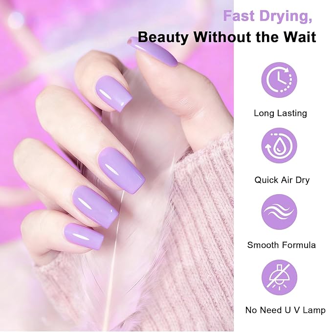 16.5ml Light Purple Nail Polish Large Volume Quick Drying Nail Polish, Fast Drying and Long Lasting Color Nail Art DIY Home Manicure Gift for Women