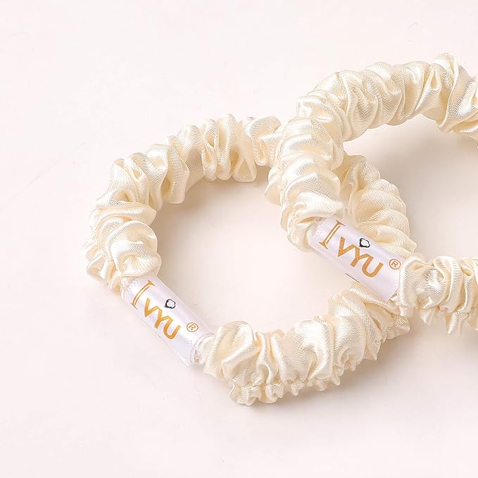Scrunchies Silk Satin Hair Ties - Small Mini Thin Elestics Ponytail Holder Hair Bands Skinny Scrunchy For Thick Curl Hair No Crease Hair Ties Soft Accessories No Hurt Your Hair for Women and Girls