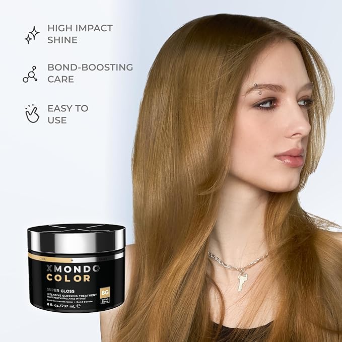 XMONDO Color Golden Blonde Color Depositing Mask & Semi-Permanent Hair Dye Super Gloss Infused with Bond Boosters for Nourishment, Revitalize & Repair, Vegan Formula, 8 Fl Oz