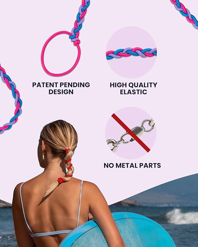 Rip Tie 24" x 3mm Extra Hold Soft Hair Tie for Women, 1pc. Mist – Tangle Free Ponytail Holders – Prevents Hair Damage – Ideal for Activities like Surfing, Exercising, Running, and More