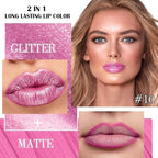 Kaely 2-in-1 Light Rose Pink Metallic Lipstick and Lip Liner, Shimmer Liquid Metallic Lipsticks for Women, Glitter Lip Gloss Stain Long Lasting Waterproof Smudge Proof 24 Hour, Vegan Makeup, 10