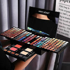 190 Colors Cosmetic Make up Piano Box Set,Combination with Eyeshadow /Facial Blusher /Eyebrow Powder /Eyeliner Pencil /Mirror,All-in-1 Makeup Gift Set (Color B)