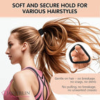 2.4" Large Hair Ties No Damage, Thick Hair Bands for Women, Soft Elastic Ponytail Holders Cotton Seamless Scrunchies Stretchy No Crease 30 Pcs (Black)